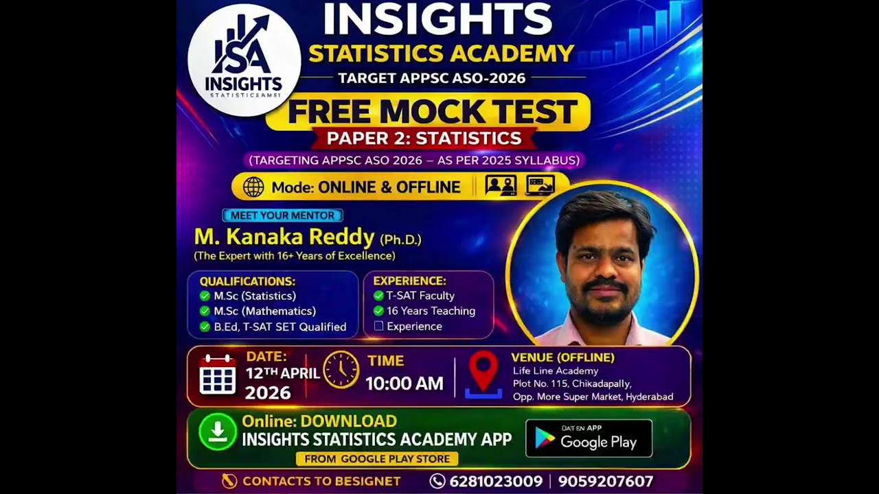APPSC ASO FREE MOCK TEST@INSIGHTSSTATISTICSACADEMY  #STATISTICS #ASO #MPSO #APPSCASO #APPSCMPSO