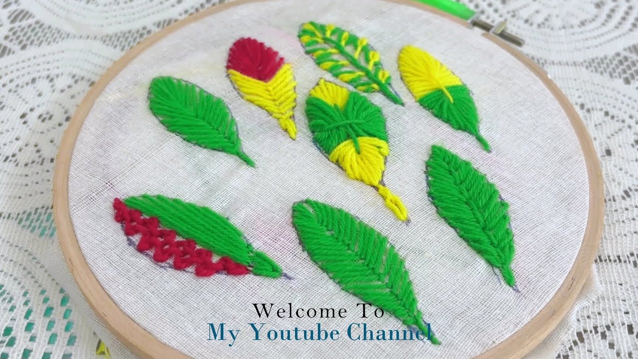 8 Different Leaves 🌿 Hand Embroidery Design || Easy For Beginners 🪡