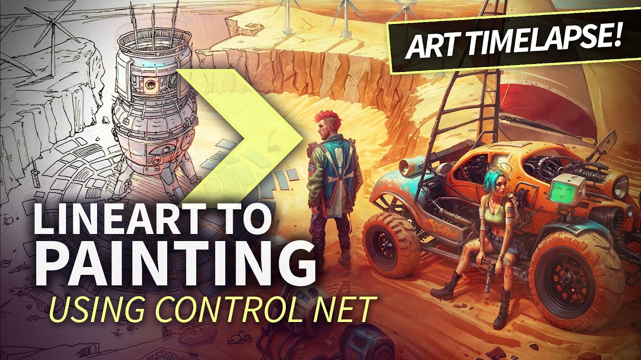 ControlNet + Lineart is AWESOME! | Solar-Punk Art Timelapse