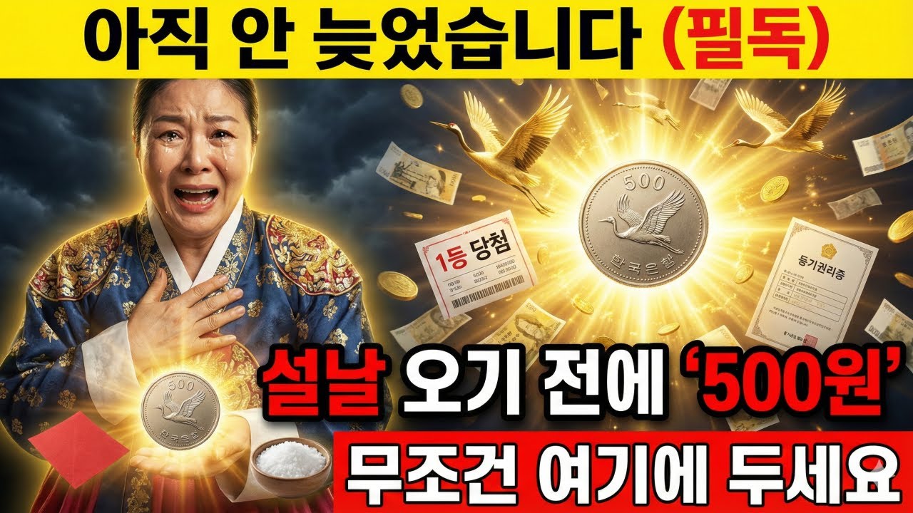 아직 안 늦었습니다. 1월 가기 전에 '500원 동전' 무조건 여기에 두세요! 로또 1등, 부동산 문서 잡고 100억 부자 되는 비방
