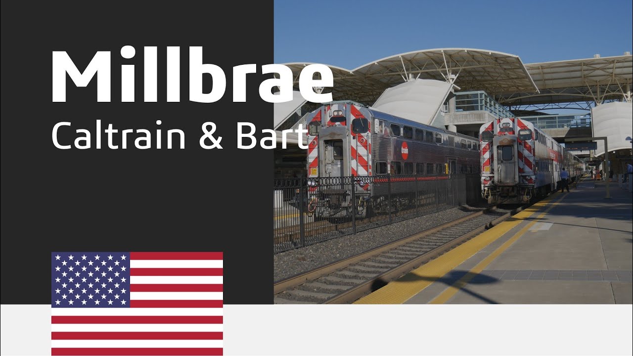 Caltrain & Bart services at Millbrae station on the Peninsula Corridor 4K