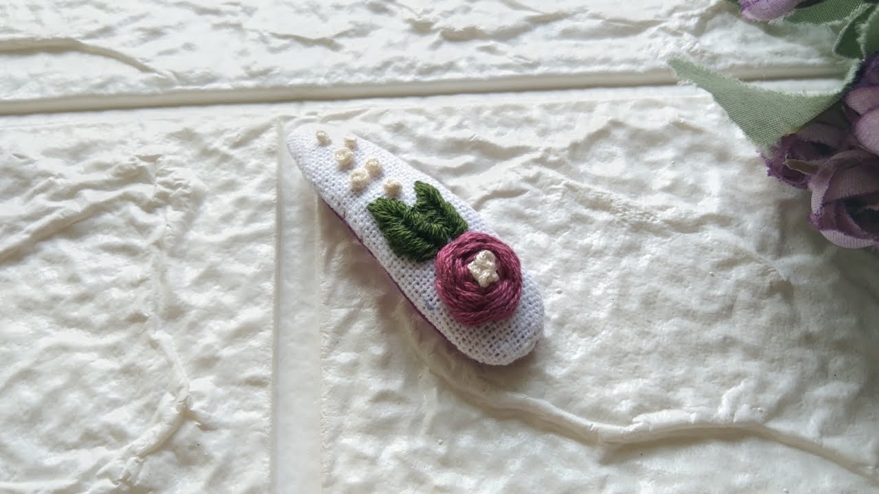 Flower Hairclip || Rose embroidery || Handmade Hairclip|| DIY - Mini stitches