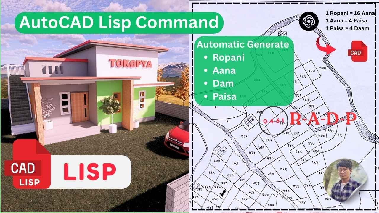 AUTOCAD automatically calculates R-A-D-P by using a LISP file.
