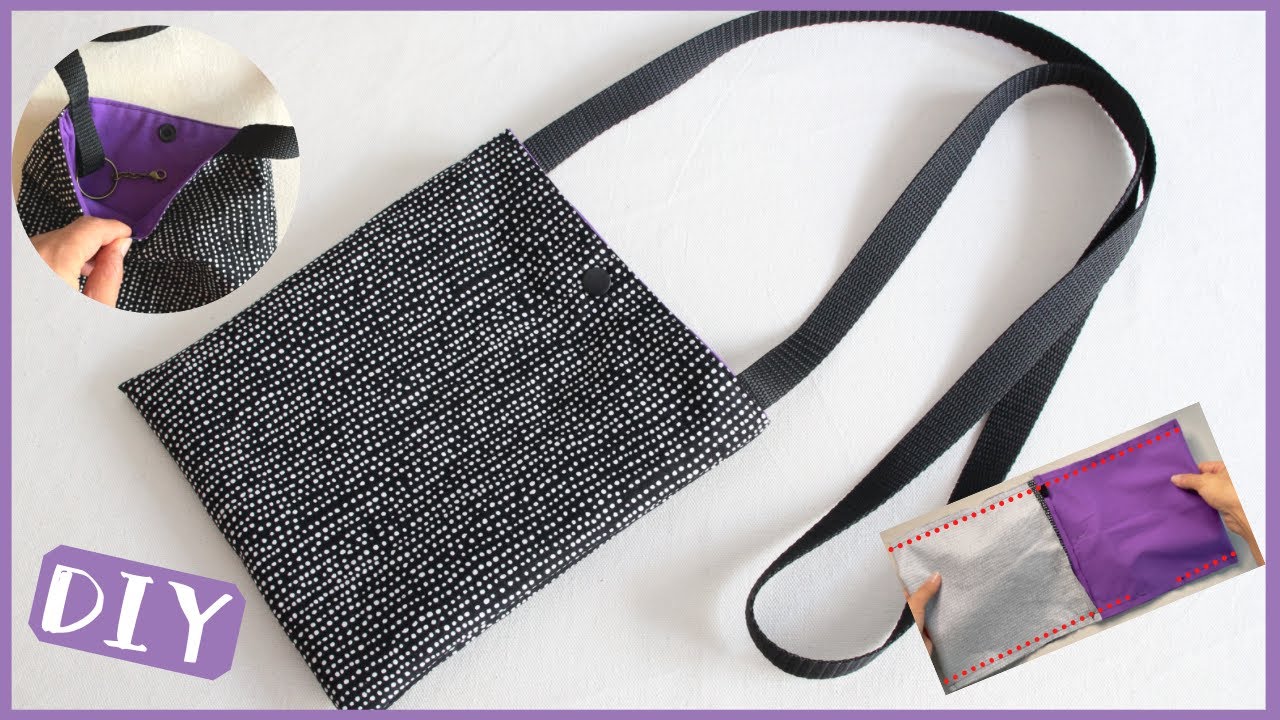 DIY Crossbody bag 斜めがけバッグ簡単ポシェットの作り方 直線縫い7回で完成！