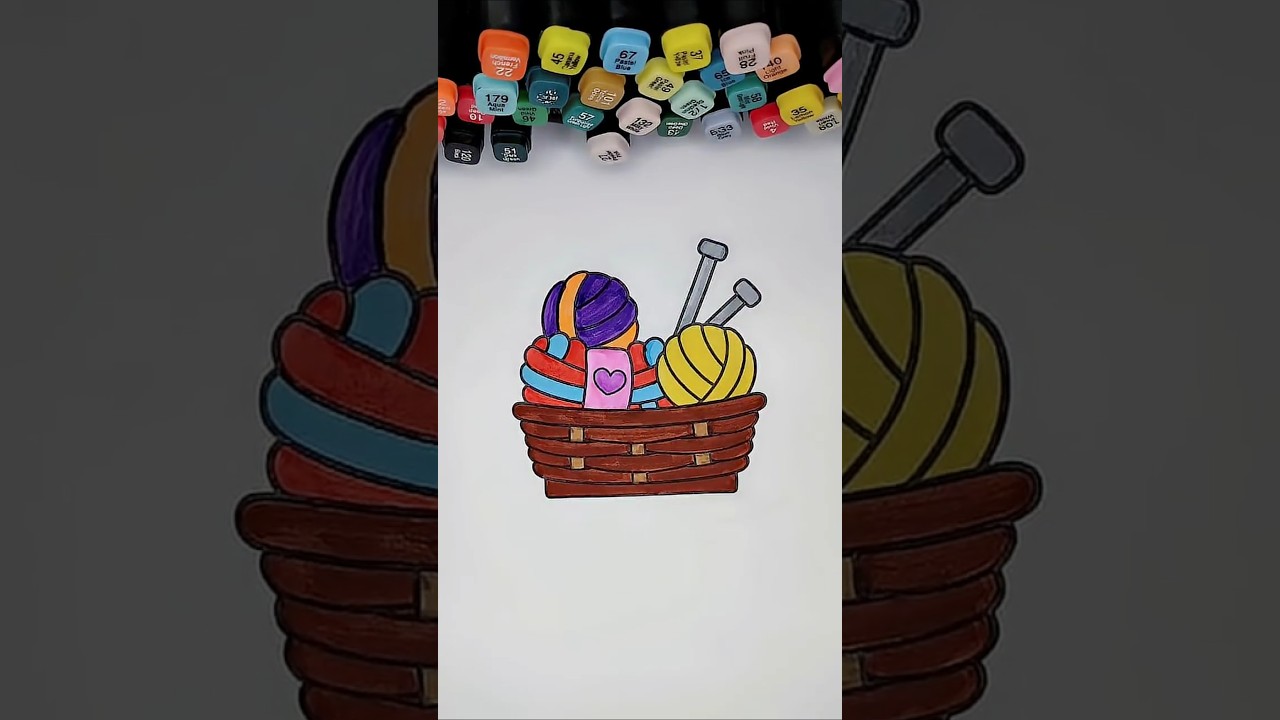 Satisfying Marker Coloring: Yarn Basket 🧺#shorts#coloring#viralshorts