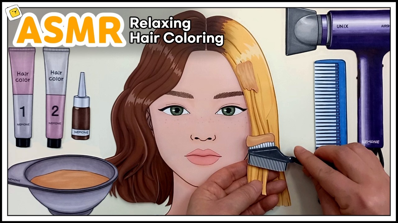 [💸paperdiy💸] Relaxing ASMR Hair Salon: Hair Coloring for Sleep 💤 잠이 솔솔오는 미용실 헤어 염색 🔇No music 종이놀이