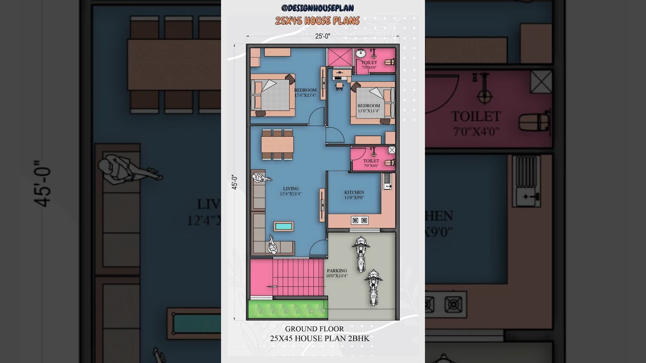 25 45 house design ground floor 2bhk #designhouseplan #houseplan #housedesign #viralhouse #2bhkhomes