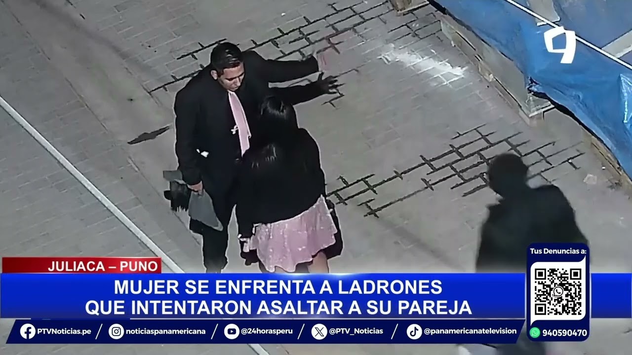 Juliaca: mujer se agarra a golpes con delincuentes para salvar a su pareja
