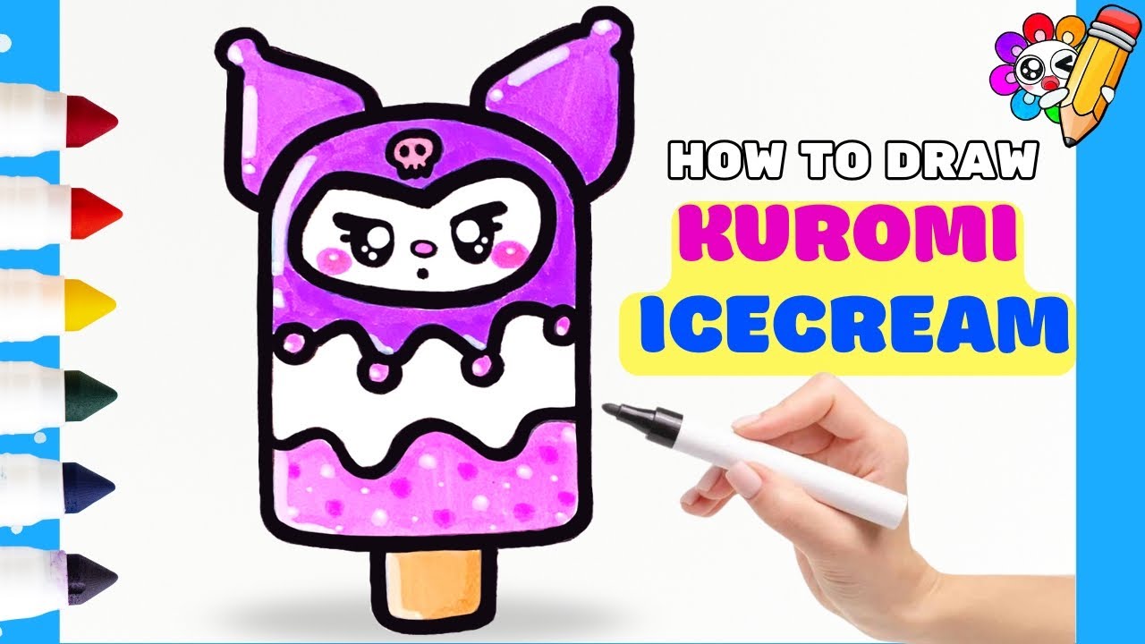 How to Draw Kuromi Ice Cream 🍦  Easy Cute Drawing for Kids | Michibi