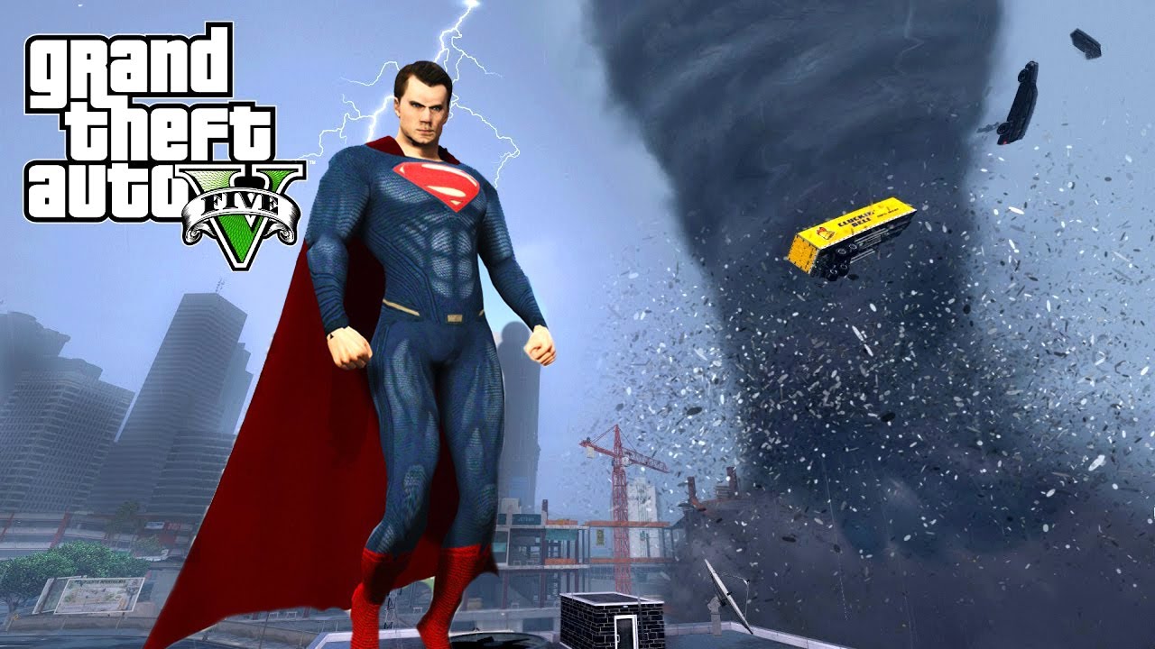 INSANE TORNADO VS SUPERMAN - END OF LOS SANTOS GTA 5 APOCALYPSE MOD