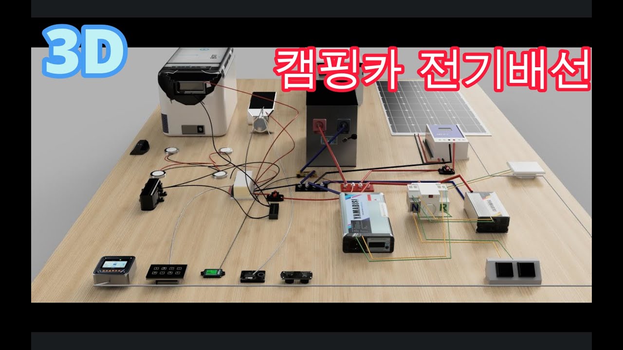캠핑카 카라반 전기배선 DIY 똥손도 할수 있음~3D 배선도 | 한전충전기, 태양광패널, 인버터, DC, AC, APU 절체기, 무시동에어컨, 무시동히터
