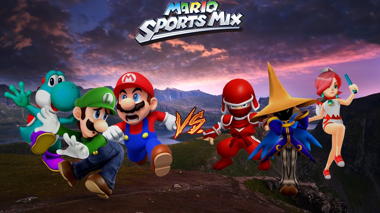 Mario Sports Mix - Basketball (3 players, Expert CPU) Exhibition Match #383