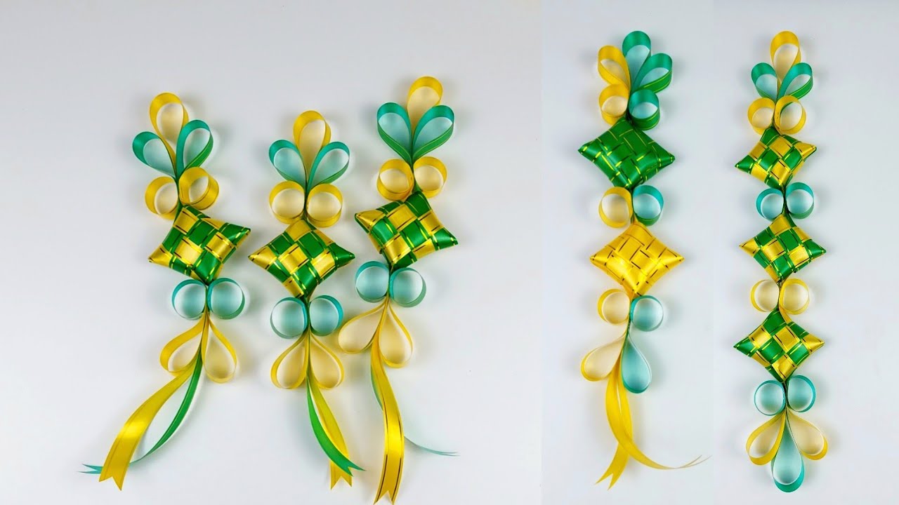 cara membuat ketupat hias dari pita untuk hiasan dekorasi bulan ramadhan dan idul fitri/lebaran