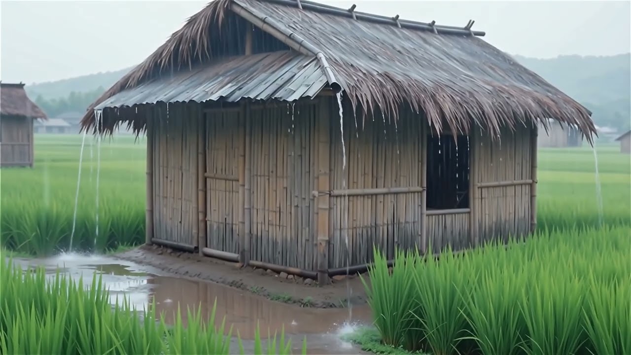 Rain Sounds in Bamboo Hut 🌧️ Deep Sleep Nature Sounds