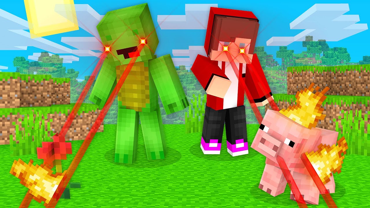 Mikey and JJ Have LASER EYES in Minecraft! (Maizen)