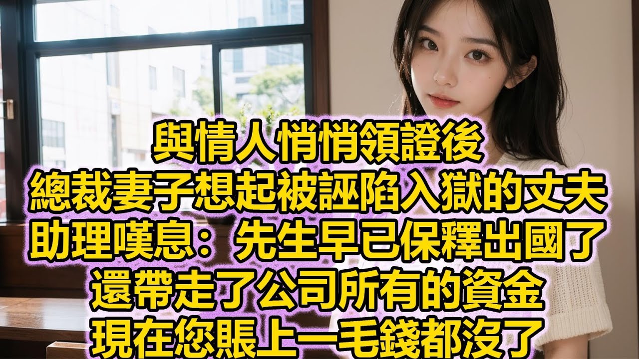 與情人悄悄領證後，總裁妻子想起被誣陷入獄的丈夫，助理嘆息：先生早已保釋出國了，還帶走了公司所有的資金，現在您賬上一毛錢都沒了