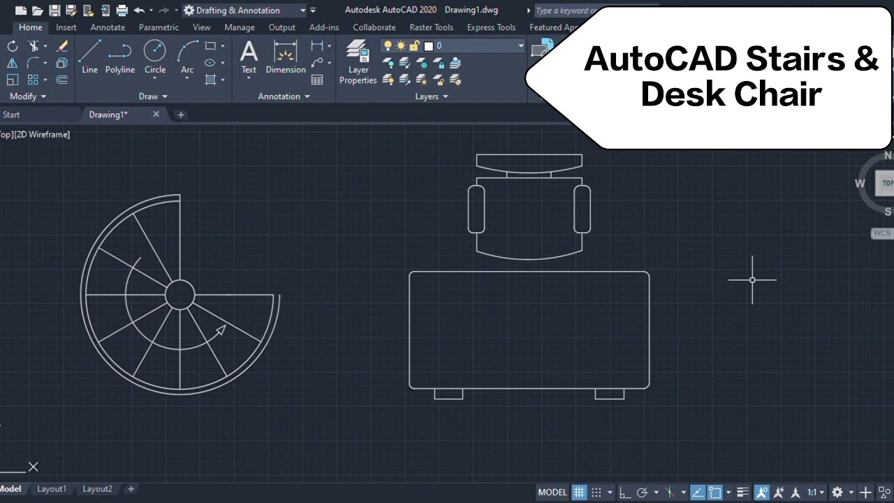 AutoCAD Stairs | AutoCAD Desk Chair | AutoCAD blocks | AutoCAD furniture