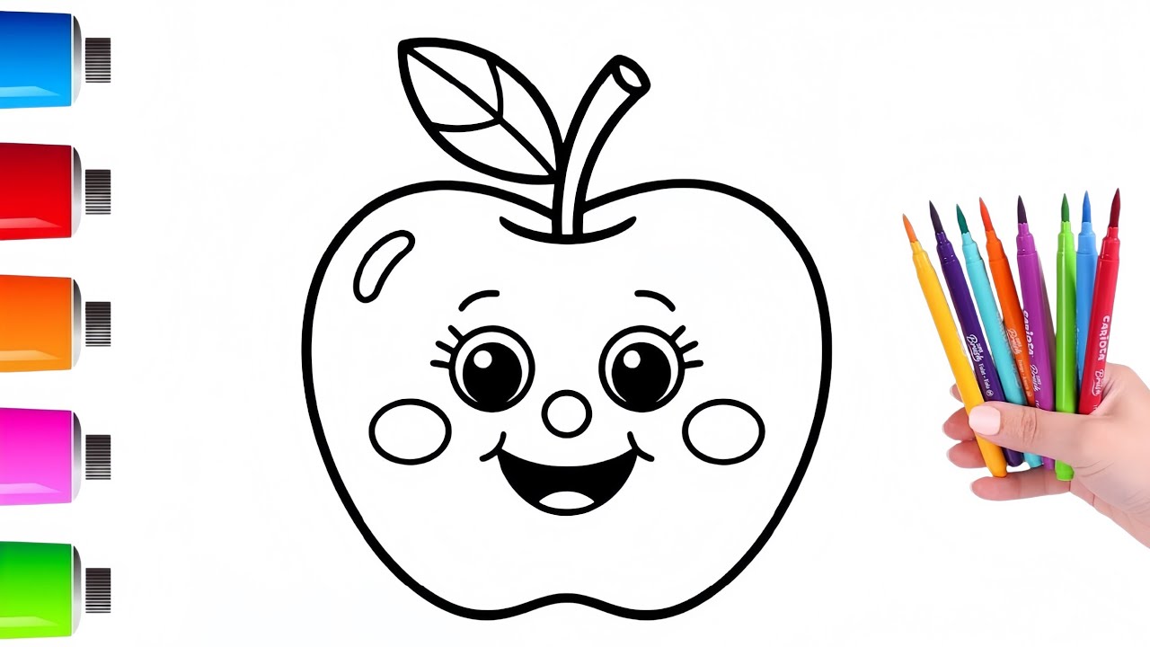 How To Draw Apple || Step By Step Drawing And coloring 