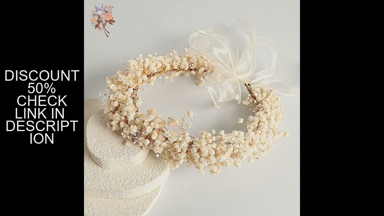 Dried Flowers Headbands Wreath Handmade Baby Breath Crown for Bride Garland Children Flower Girls We