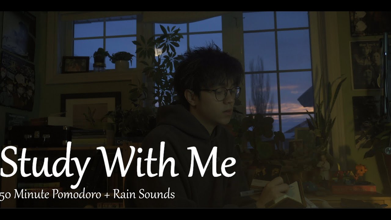 Study With Me! 50 Minute Timer + Rain Sounds.