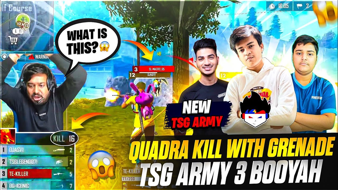QUADRA KILL WITH GRENADE • TRIPLE BOOYAH  • TSG ARMY OP | OG ICONIC | ROCKY & RDX