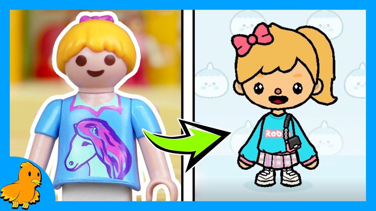 Playmobil Familie Vogel: Emma erstellt einen Avatar für Hannah in Toca Boca