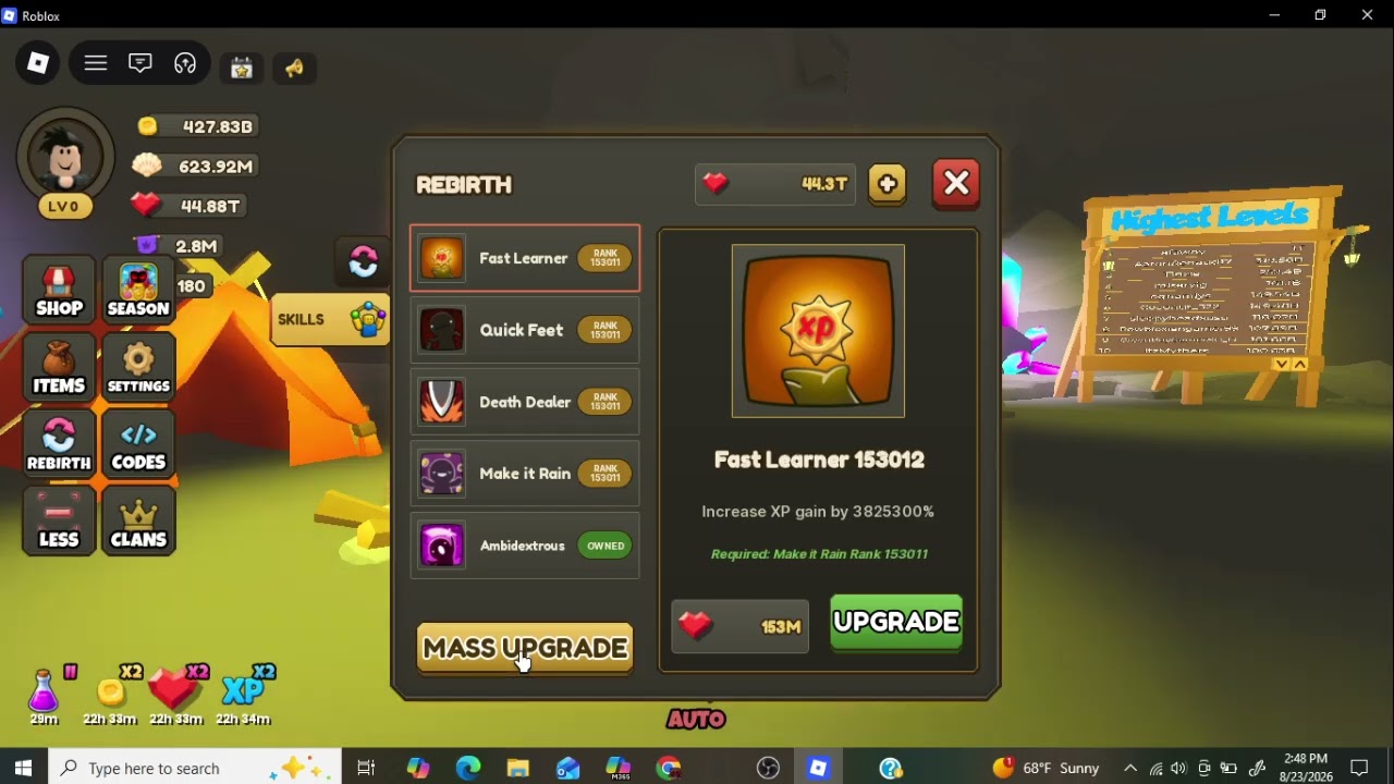 5.5 Billion level rebirth giant simulator reborn roblox