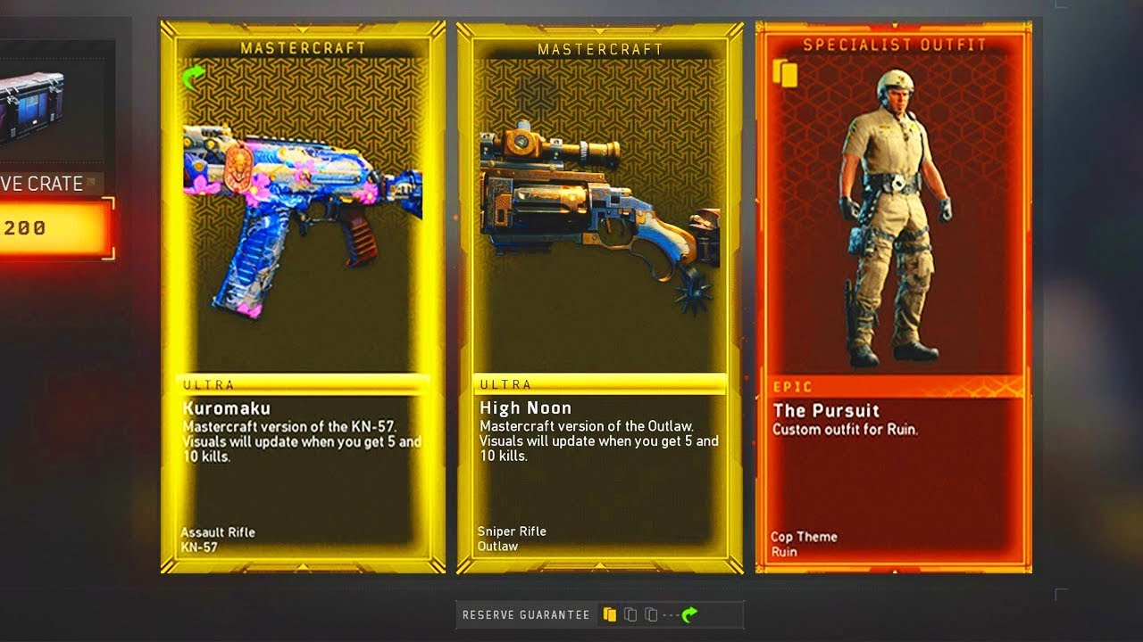 BLACK OPS 4 SUPPLY DROP OPENING! HUGE RESERVE CRATE OPENING NEW MASTERCRAFT WEAPONS and DLC ITEMS!