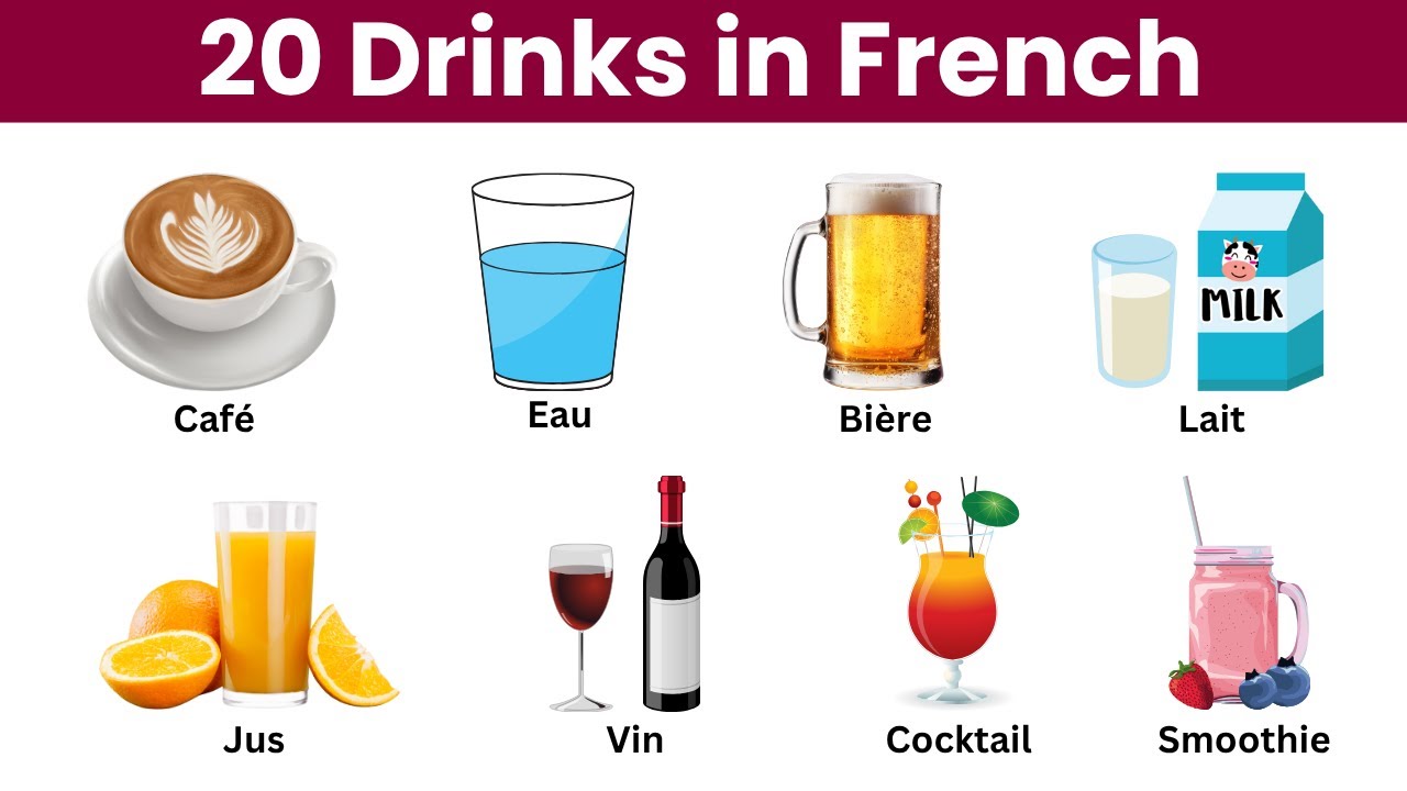 Drinks vocabulary in French | 20 Name of Drinks in French