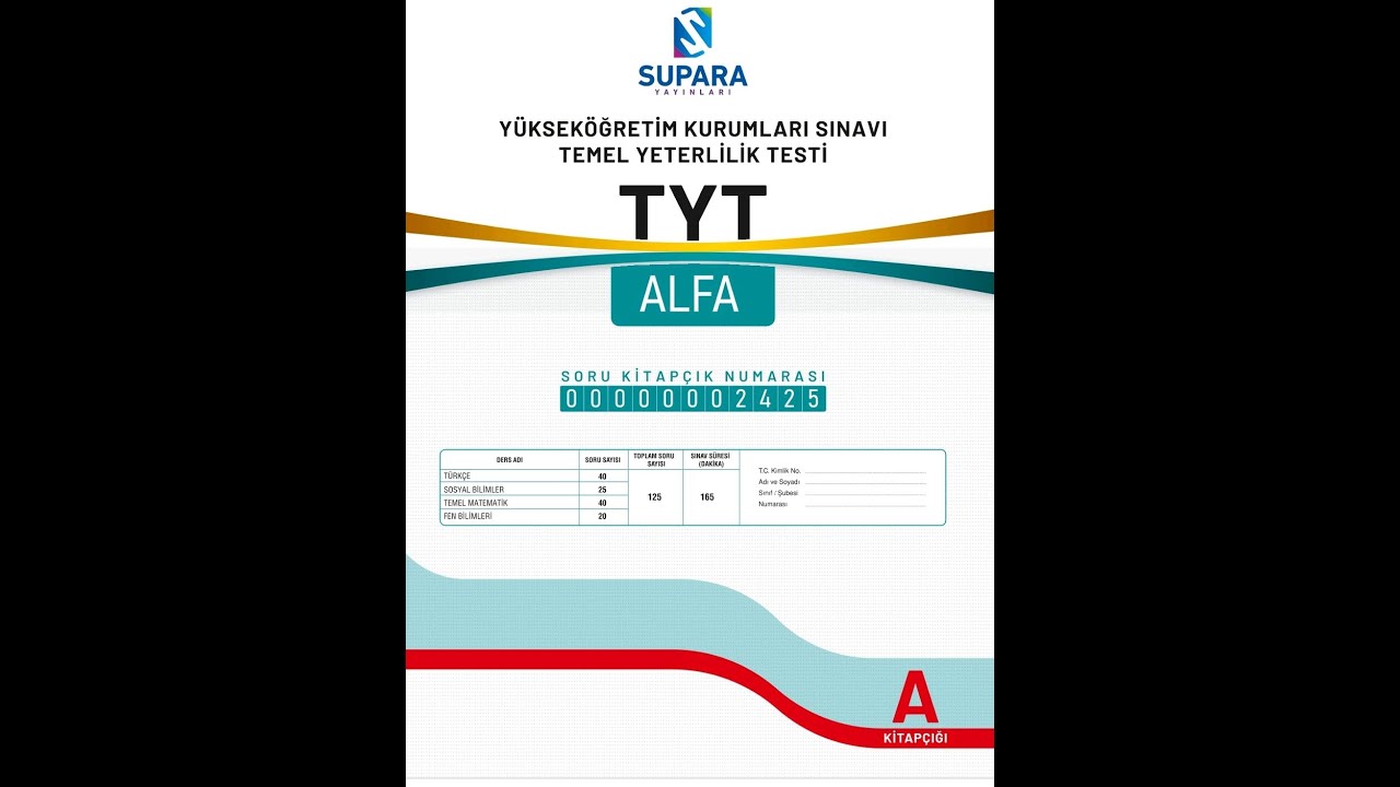 SUPARA YAYINLARI ALFA SERİSİ TYT DENEME SINAVI SORU ÇÖZÜMLERİ 27.08.2024