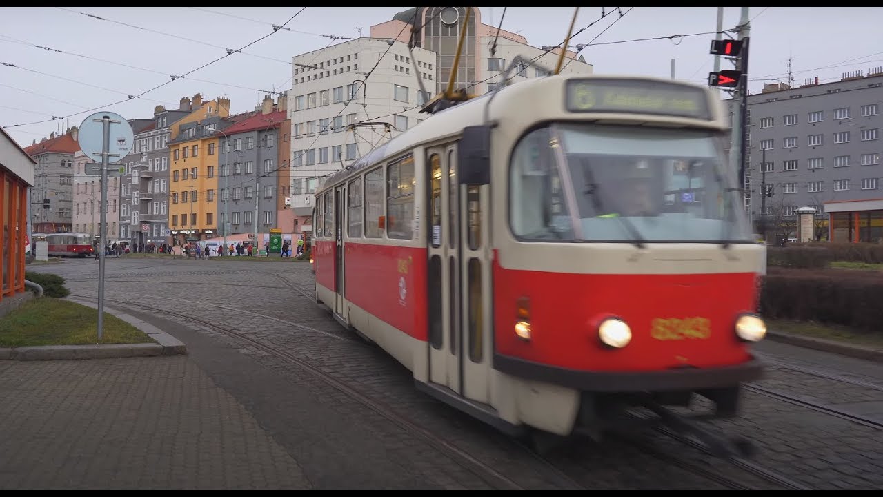 Czech Republic, Prague, tram 6 ride from Palmovka to Libeňský most