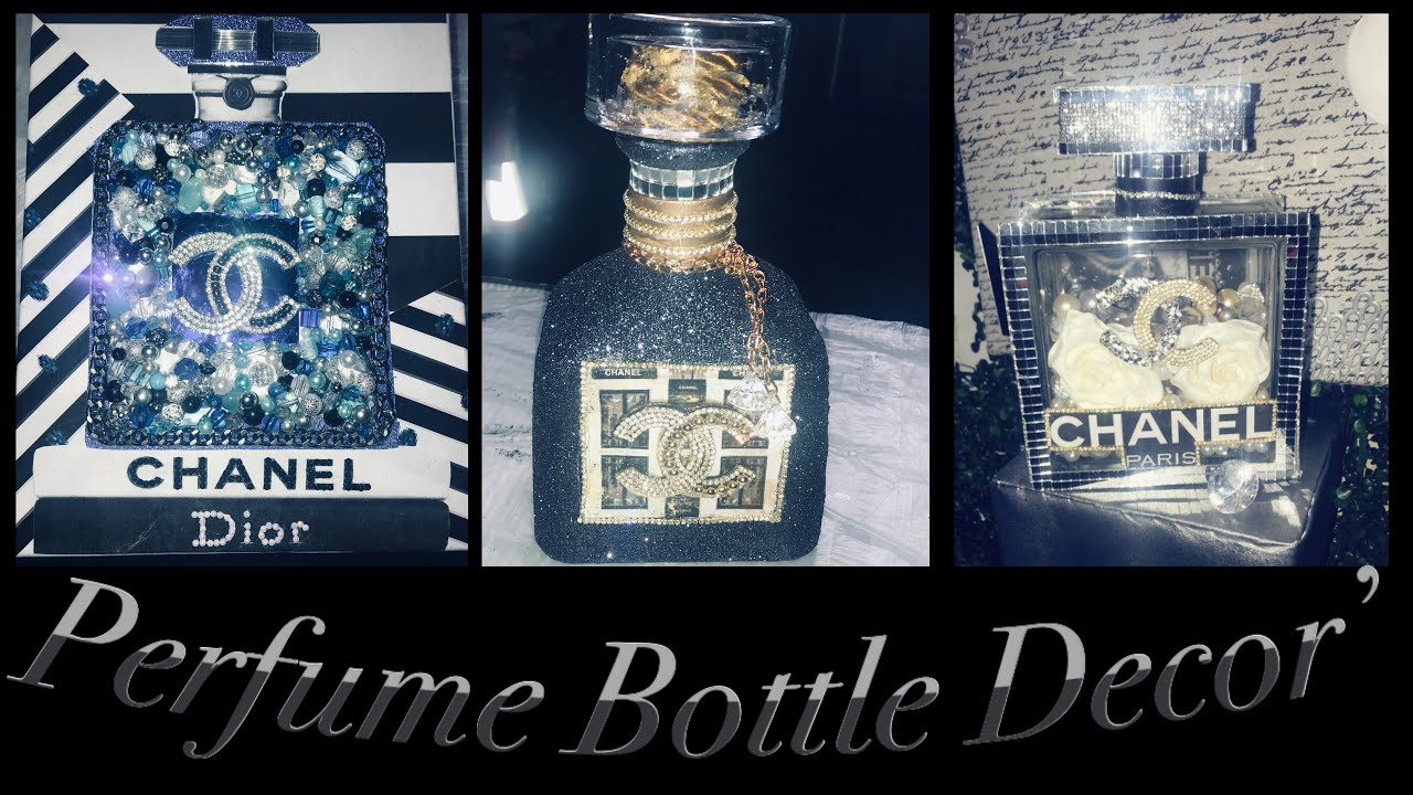 3 unique DIY CoCo Chanel Inspired lighted perfume bottle art designs.