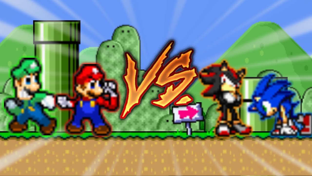 Mario Vs Shadow (Super Mario Bros Vs Sonic And Shadow Part 1) (Sprite Animation)