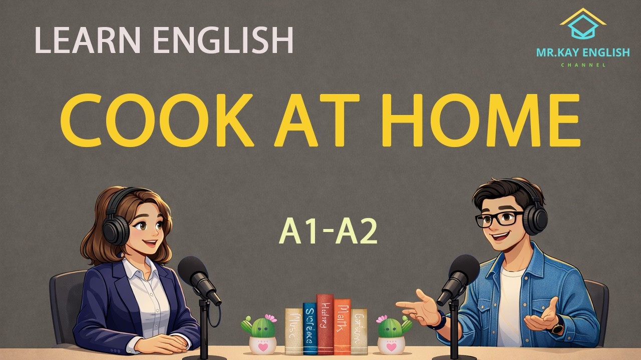 Learn English At home cooking a simple meal | Learn to speak English every day