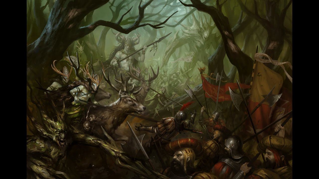 Call of Warhammer - Beginning of the End Times: Wood Elves vs Dark Elves  (Total War Warhammer Mod)