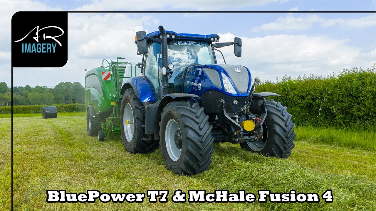 Round Bale Silage | New Holland T7.225 Blue Power & McHale Fusion 4