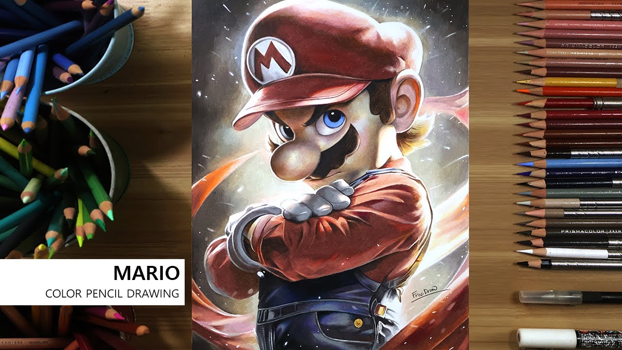 MARIO colored pencil drawing - Freedraw