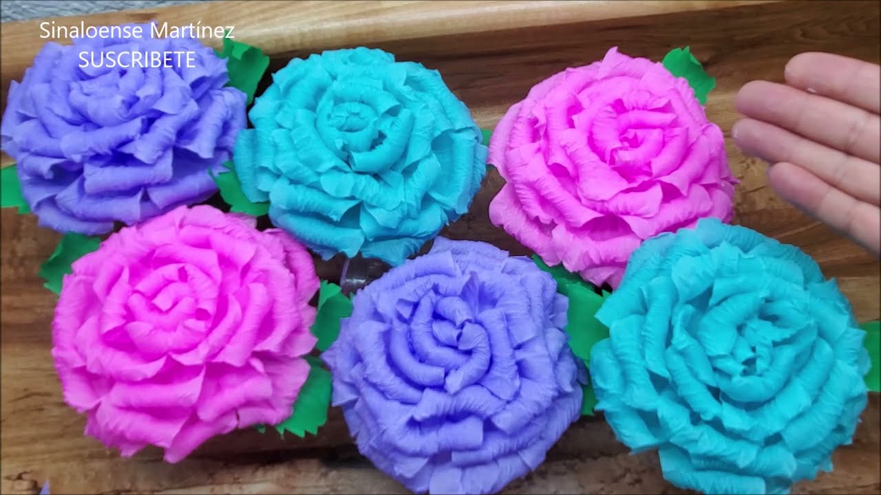 ROSAS CON PAPEL CREPÉ DE UNA TIRA. MUY FACIL Y RAPIDO.