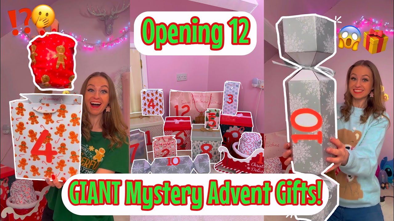 [ASMR] OPENING 12 *GIANT* MYSTERY ADVENT CALENDAR GIFTS!!😱🎁✨⁉️ (100+ FINDS!!🫢) | Rhia Official♡
