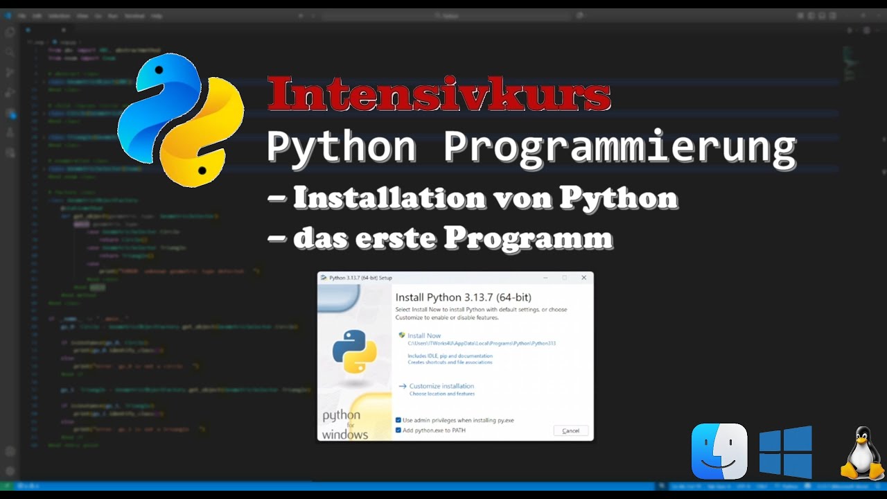 Intensivkurs Python Programmierung 🐍 - Installation + Das erste Programm | ITWorks4U