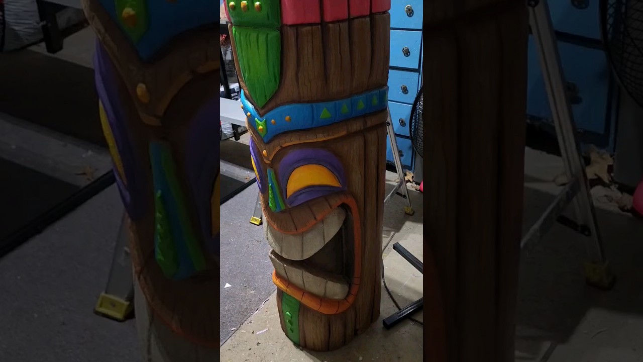 styrofoam tiki totem carving