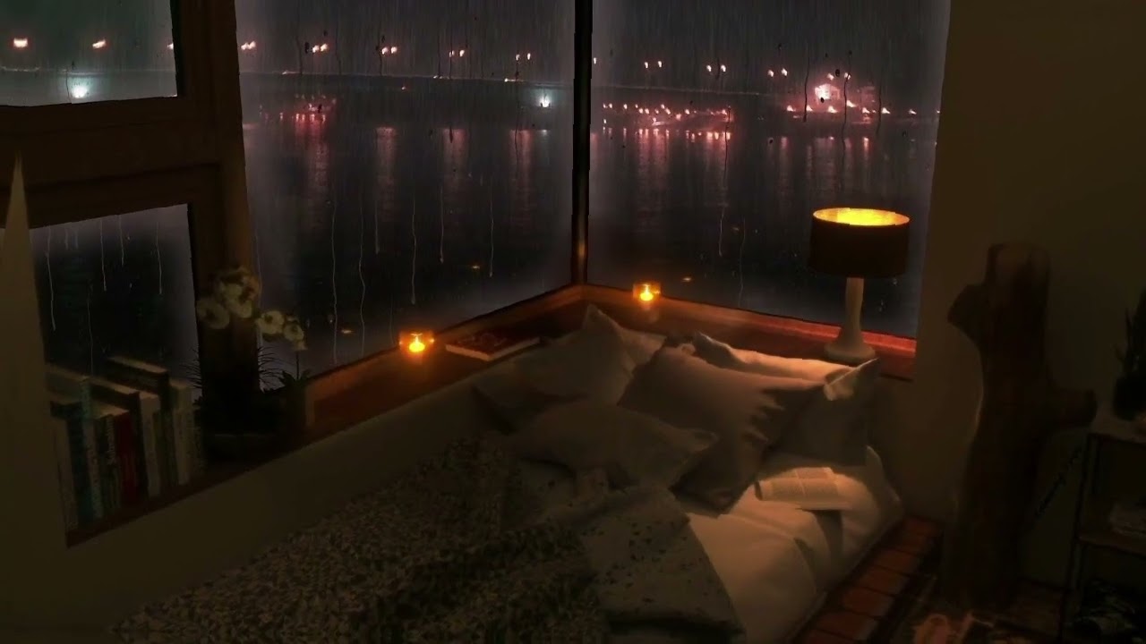 You're in a dark room at night while listening to music in another room