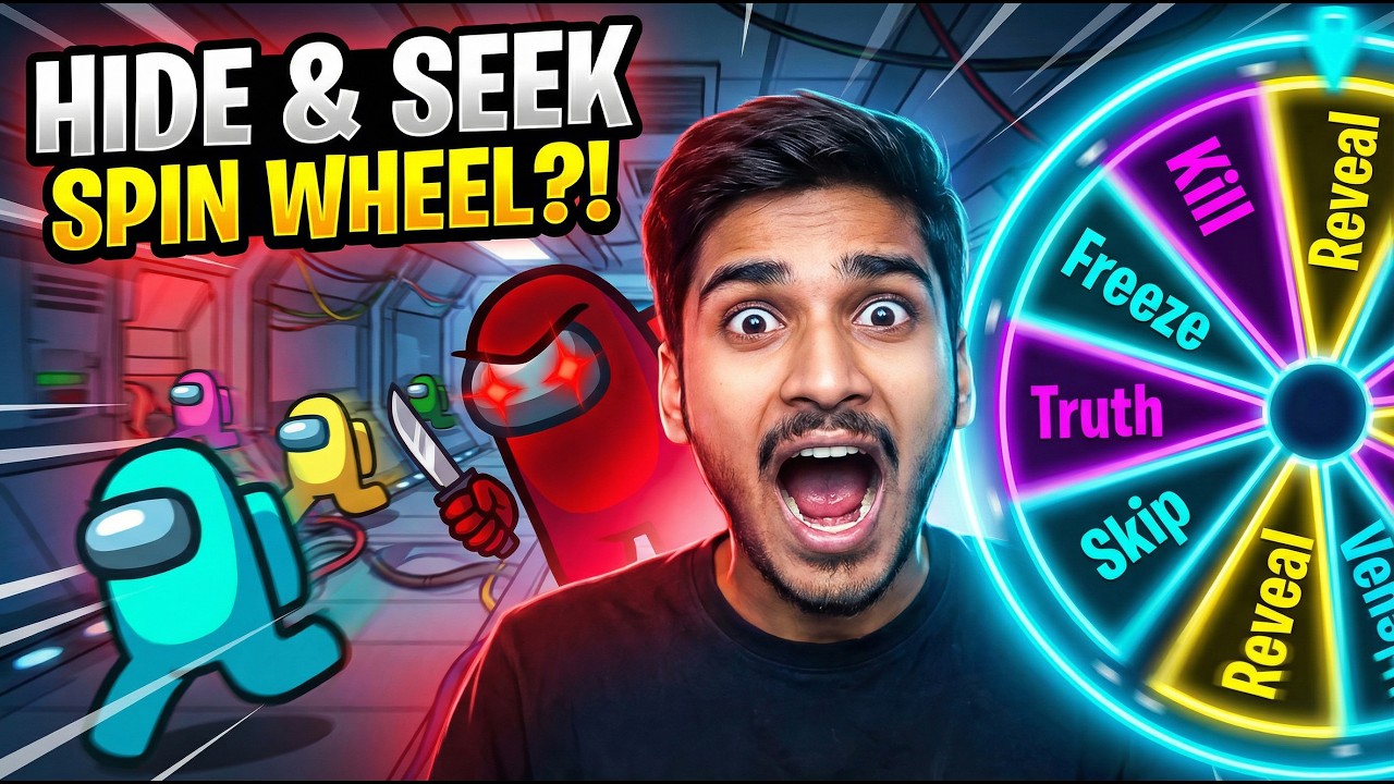 AMONG US LIVE 🔴 HIDE & SEEK 😱 SPIN THE WHEEL 🎯