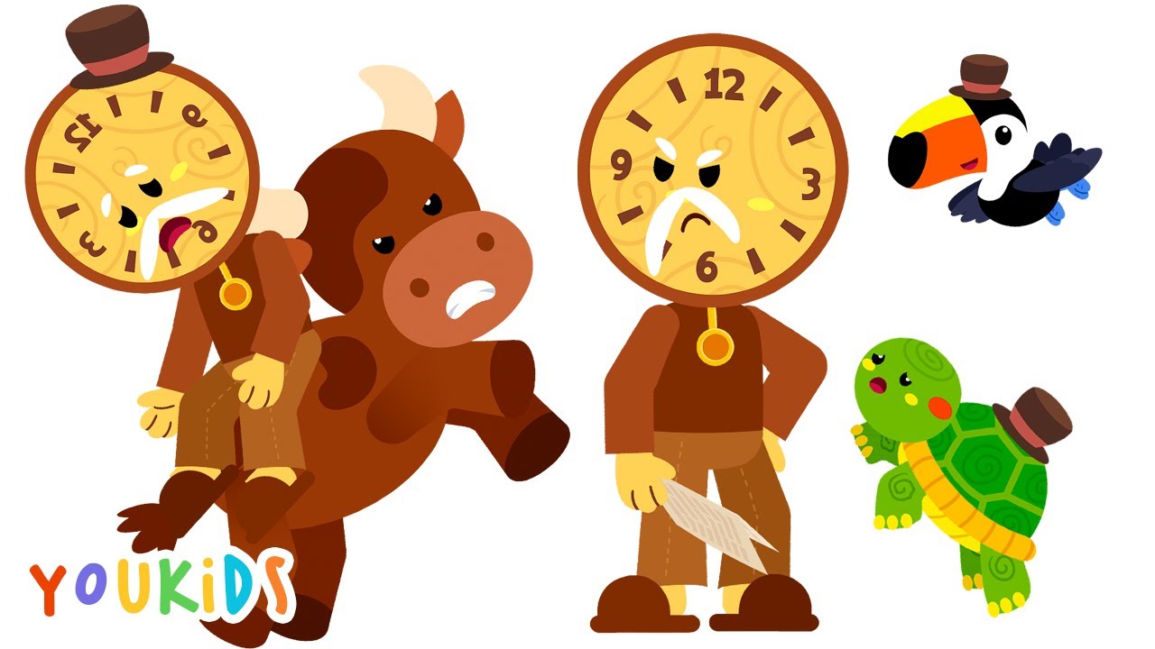 Hickory Dickory Dock Clock vs Bull | Youkids Nursery Rhymes