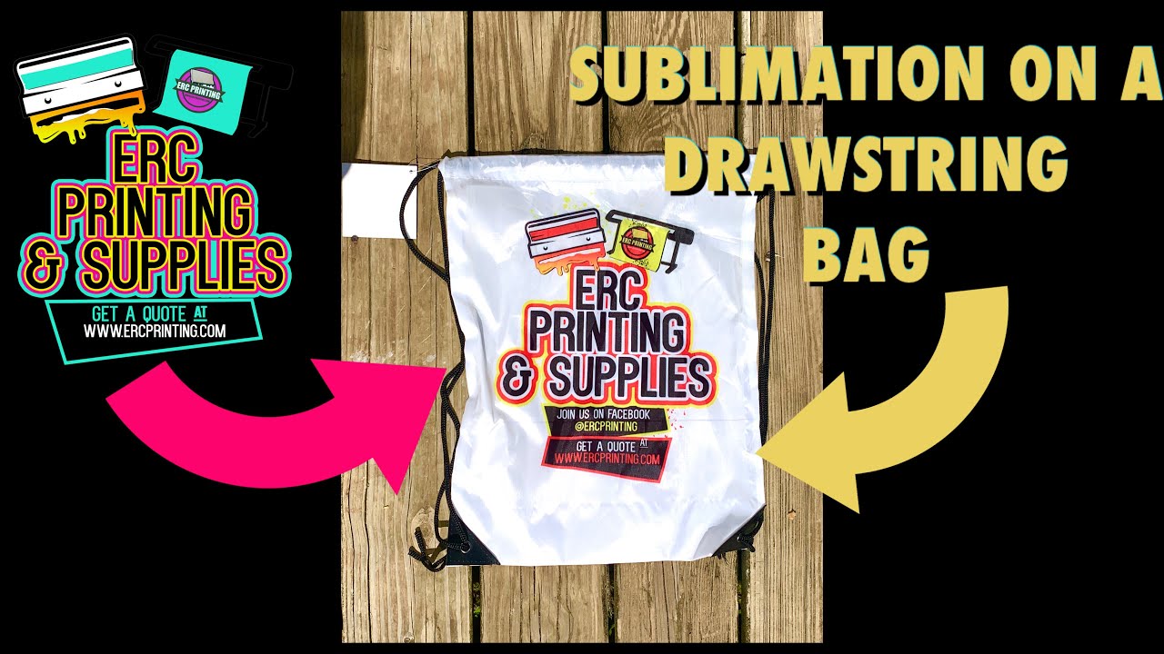 SUBLIMATION ON A WHITE DRAWSTRING BAG