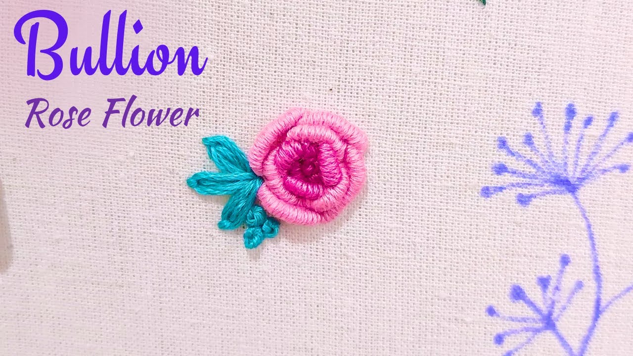 How to embroider Bullion Knot Stitch 3D Rose Tutorial for Beginners/Brazillian Hand Embroidered Rose