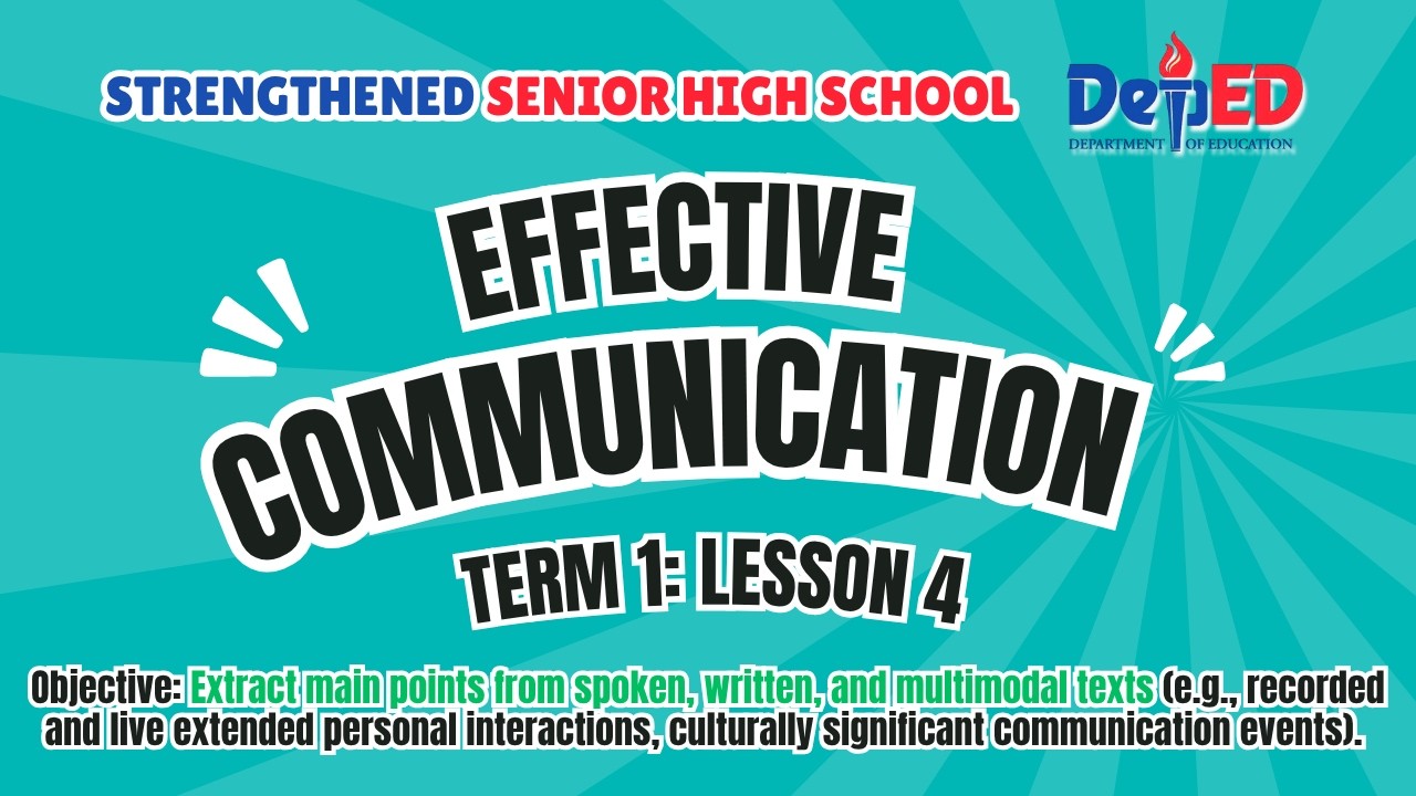 Effective Communication Lesson 4 | Extracting the Main Point from Spoken, Written & Multimodal Texts