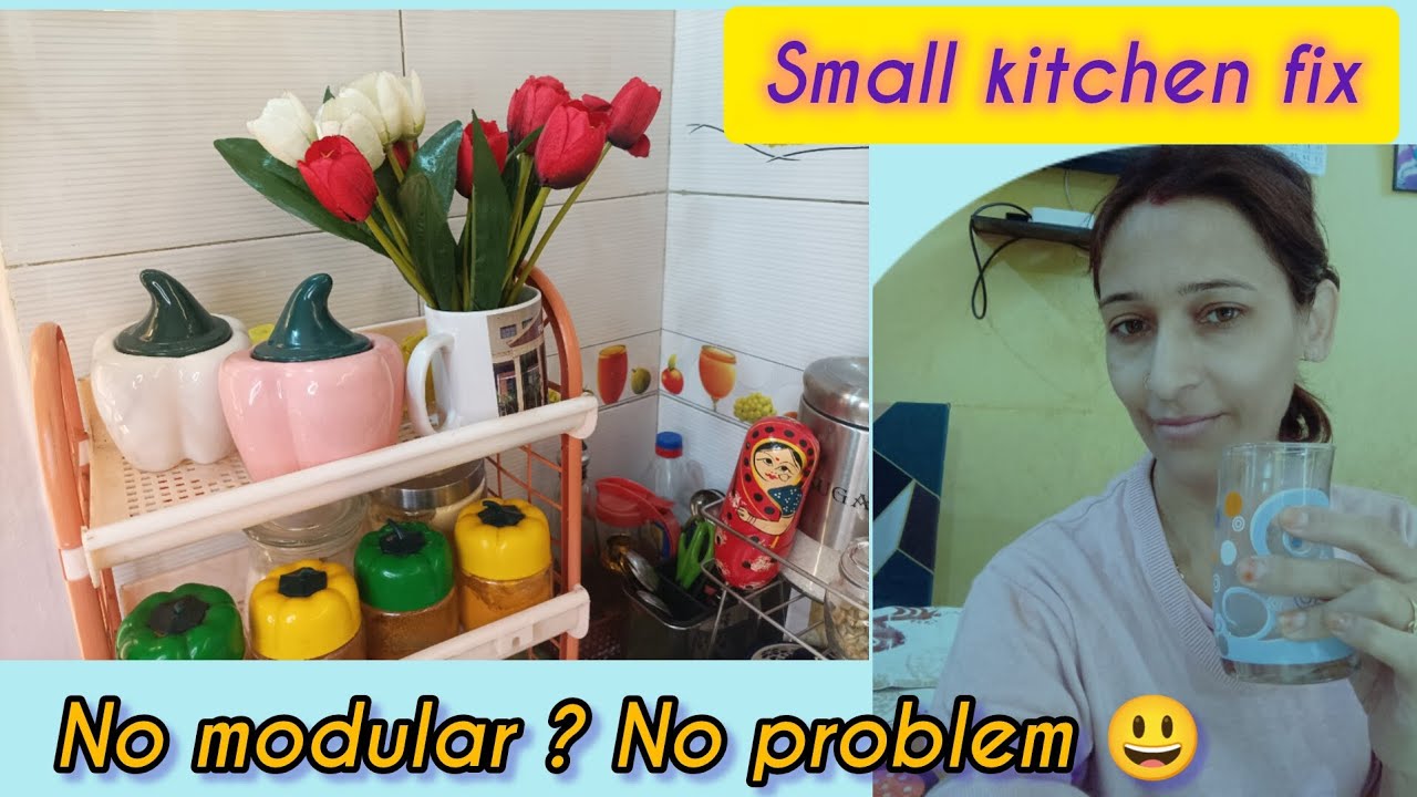 Small Indian Kitchen Countertop Organization Ideas  । Rental friendly kitchen makeover