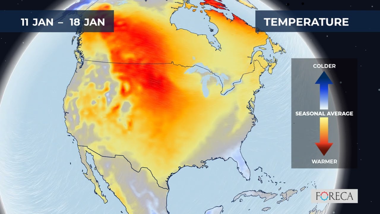 Monthly temperature forecast for the USA 1/5/2026