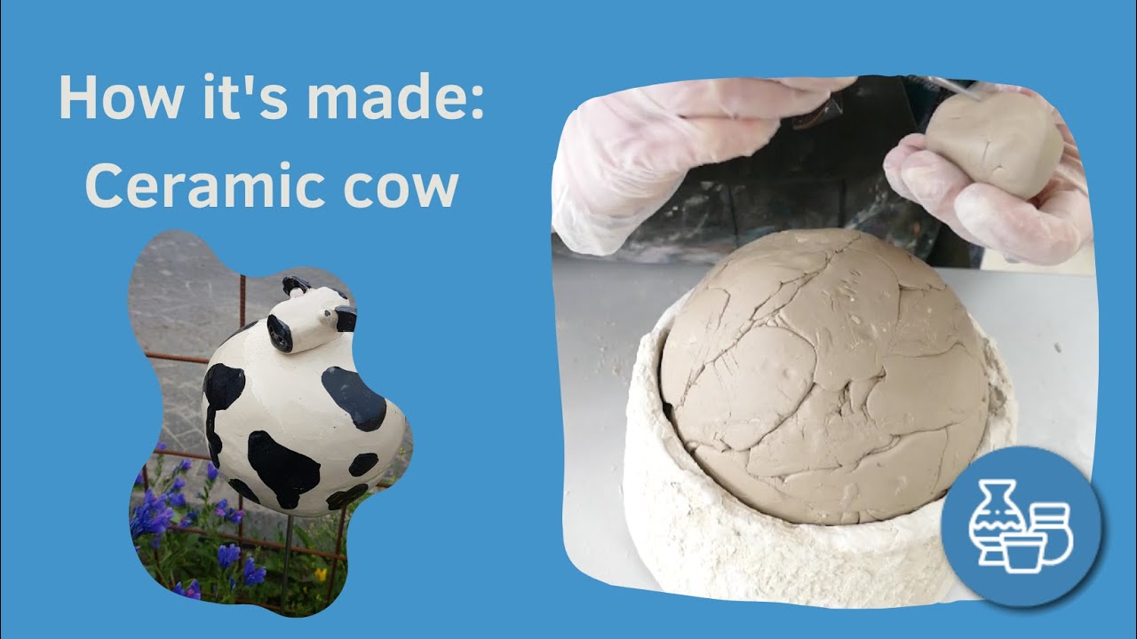 Live keramiek koe maken vanuit bol mal / make ceramic cow from sphere mold, Atelier-Bertina